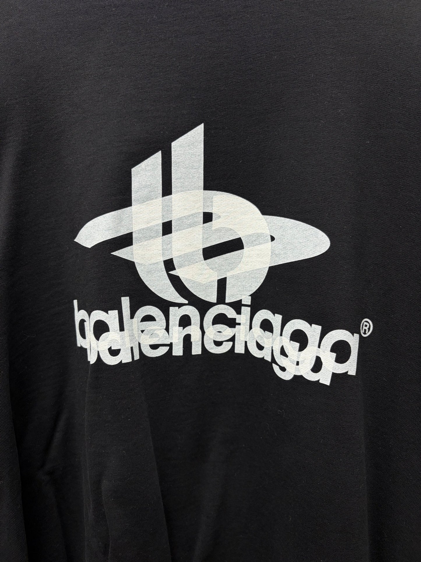 SS2024 Balenciaga ‘Layered Sports Logo’ Black Heavy Cotton Sweatshirt