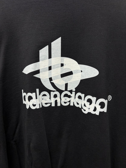 SS2024 Balenciaga ‘Layered Sports Logo’ Black Heavy Cotton Sweatshirt