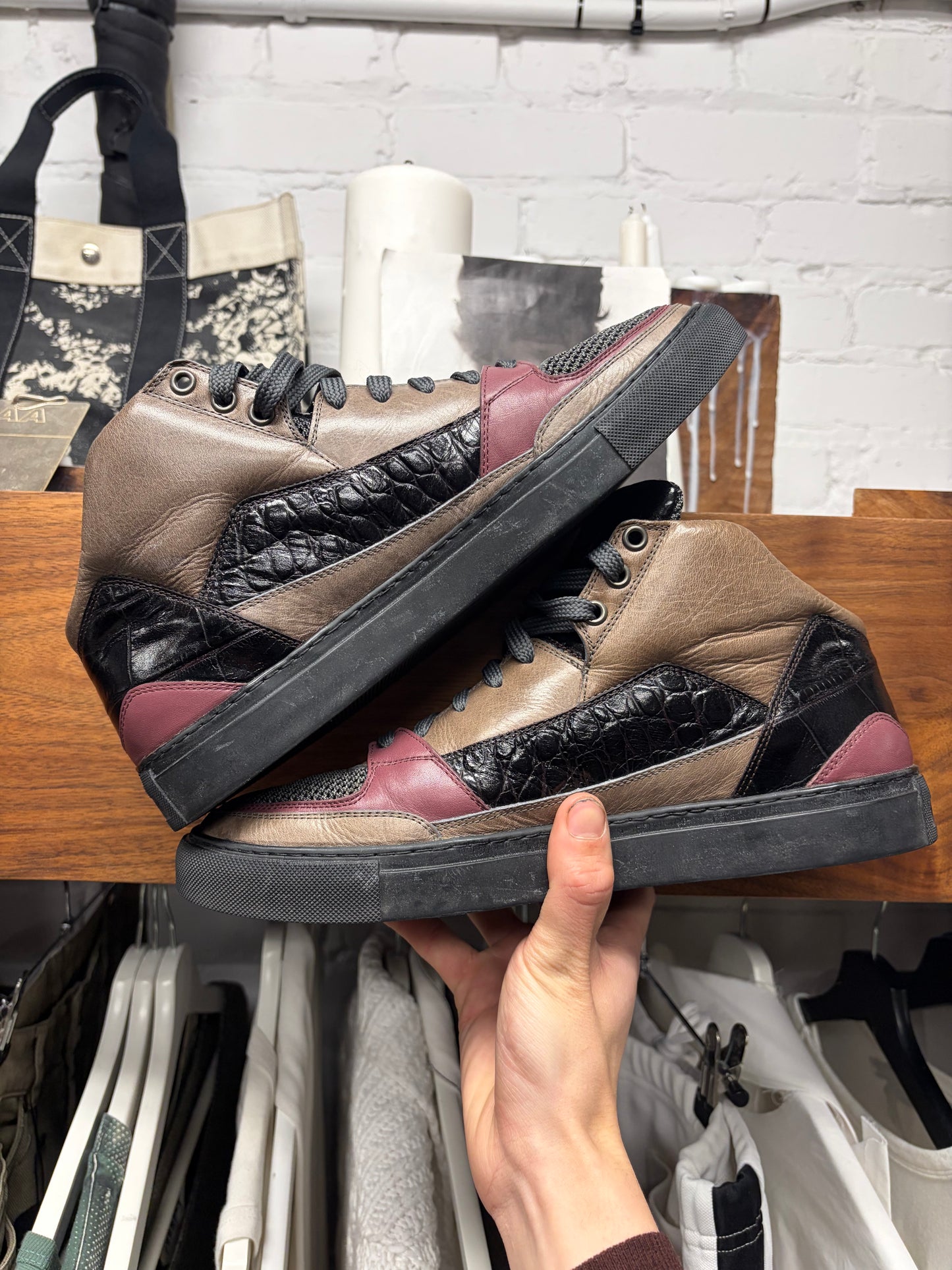AW2014 Dries Van Noten ‘Half Cab’ Mixed Leather Mid Top Sneakers