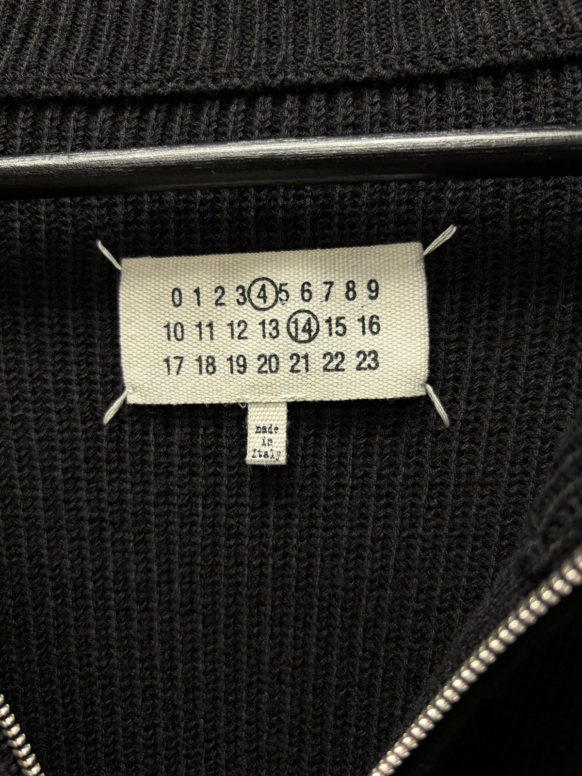 AW2023 Maison Margiela ‘Drivers Knit’ Black Ribbed Cotton Heavyweight Zip-Up Sweater