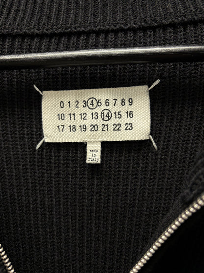 AW2023 Maison Margiela ‘Drivers Knit’ Black Ribbed Cotton Heavyweight Zip-Up Sweater