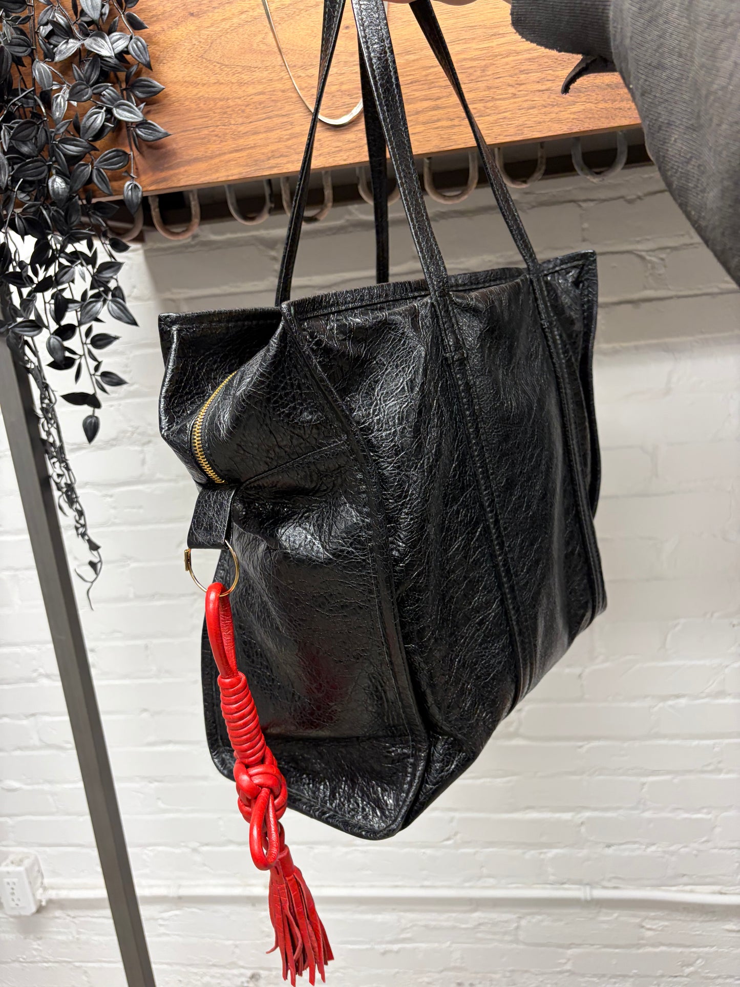 Balenciaga ‘Bazzar’ Black Leather Shopper Tote Bag