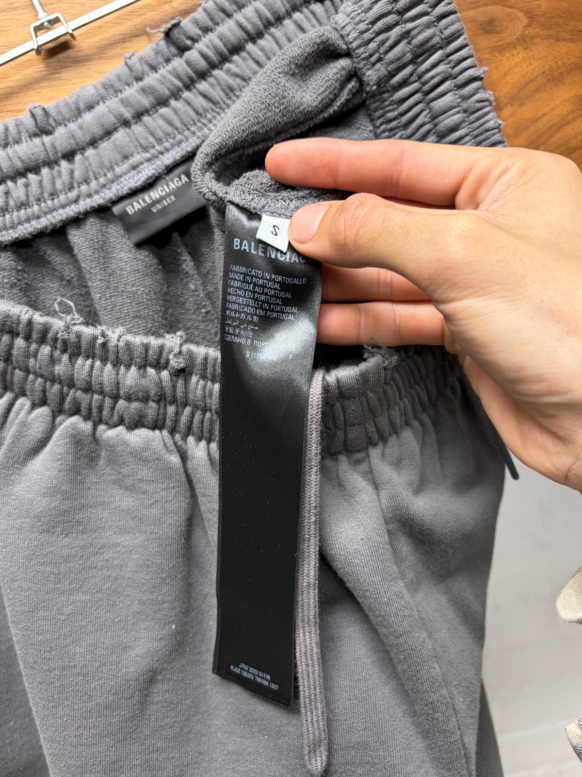2022 Balenciaga Distressed Grey ‘Campaign Logo’ Wide Leg Sweatpants