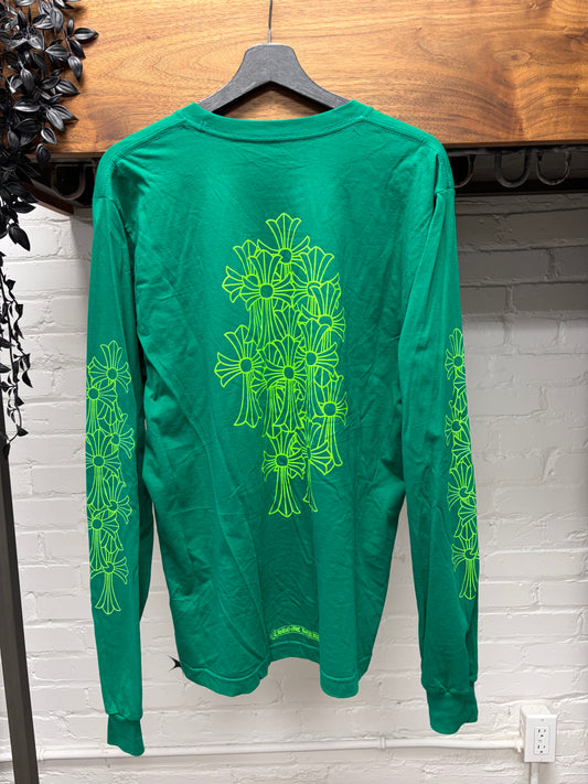 Chrome Hearts Green ‘Cemetery Cross’ Long Sleeve Shirt