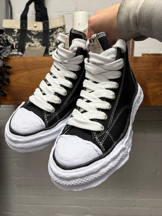 Mihara Yasuhiro ‘Melted Sole’ Black Canvas High Top Sneakers