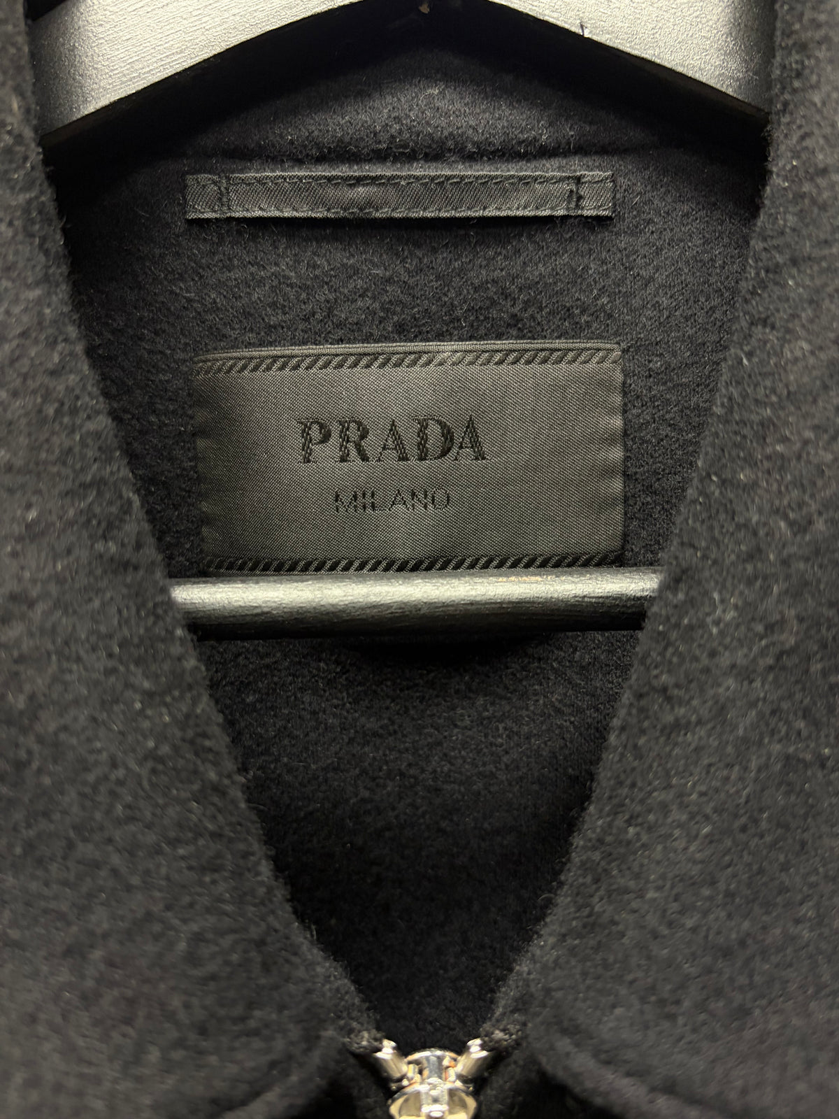 2021 Prada Wool/Cashmere Blend Black ‘Blouson’ Zip-Up Jacket