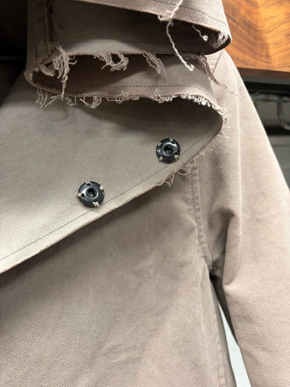 Backlash by Itsamu Katayama Leather Detailed Raw Hem Fishtail Parka