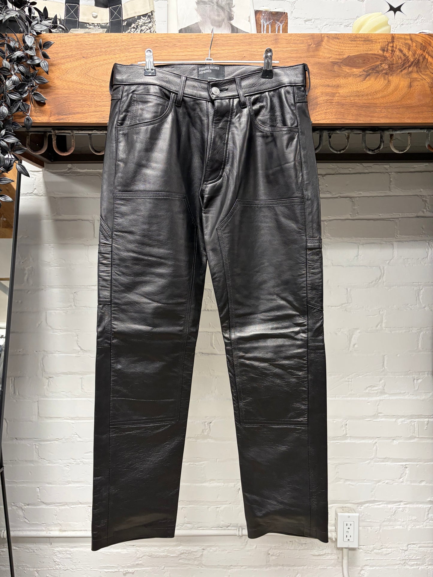 SS2022 Enfants Riches Deprimes Black Lambskin Leather Carpenter Pants