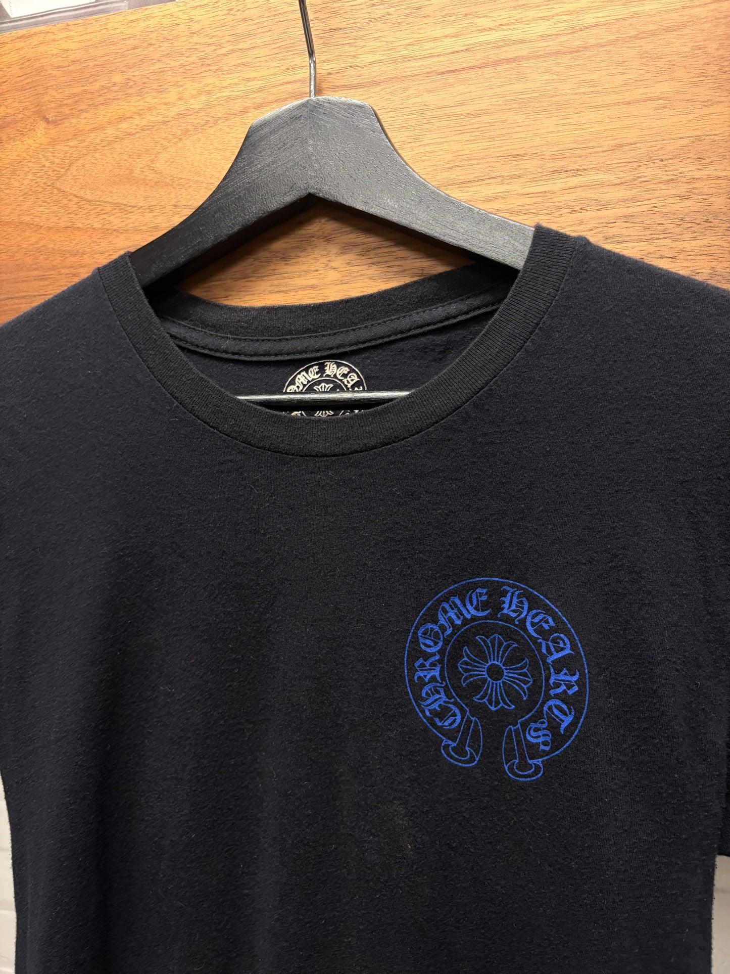 Chrome Hearts Blue/White Celtic Cross Black Short Sleeve T-Shirt