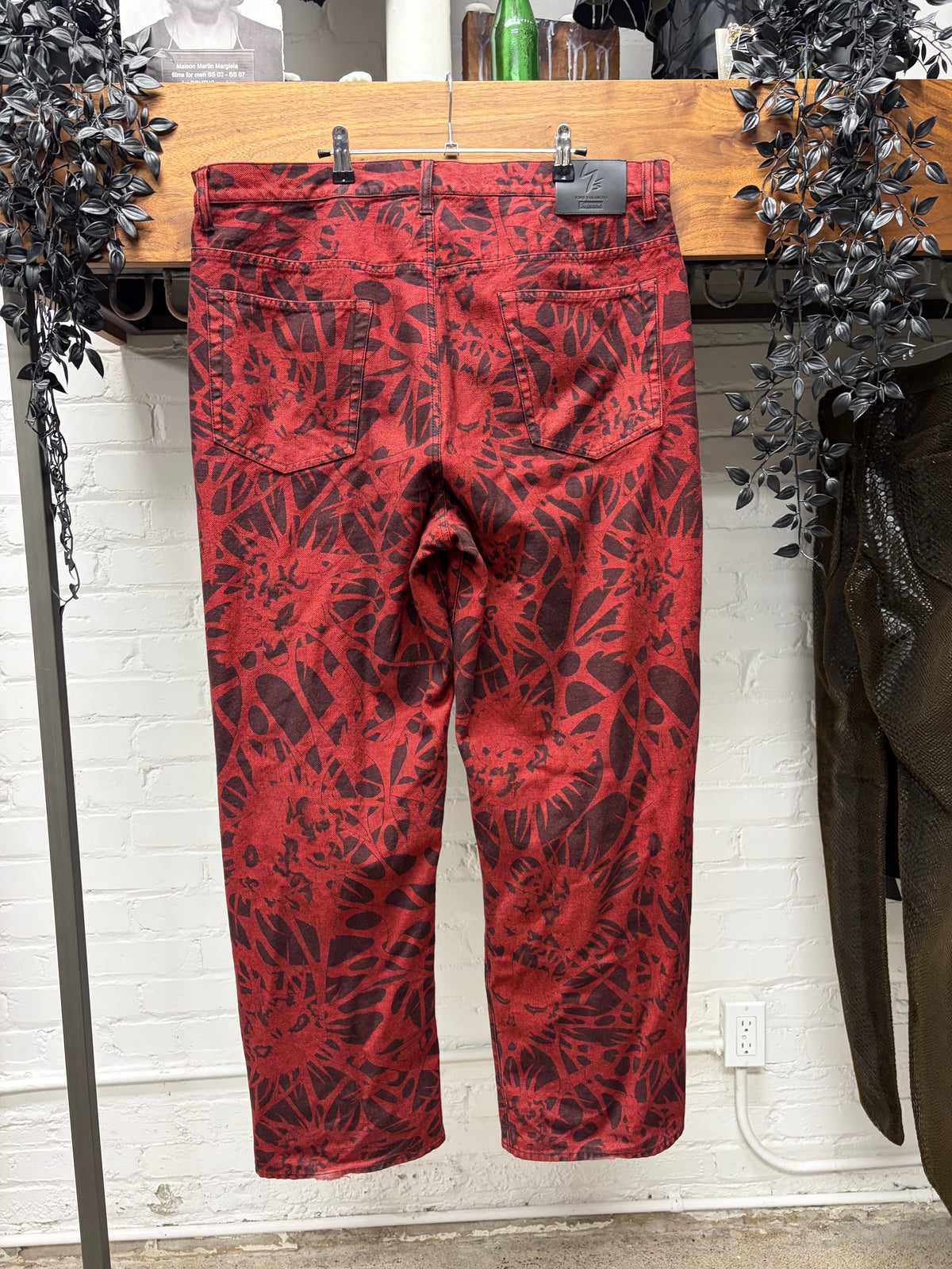 AW2025 Yohji Yamamoto x Supreme Y’s Overdyed Red ‘Skull Print’ Baggy Denim