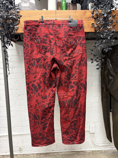 AW2025 Yohji Yamamoto x Supreme Y’s Overdyed Red ‘Skull Print’ Baggy Denim
