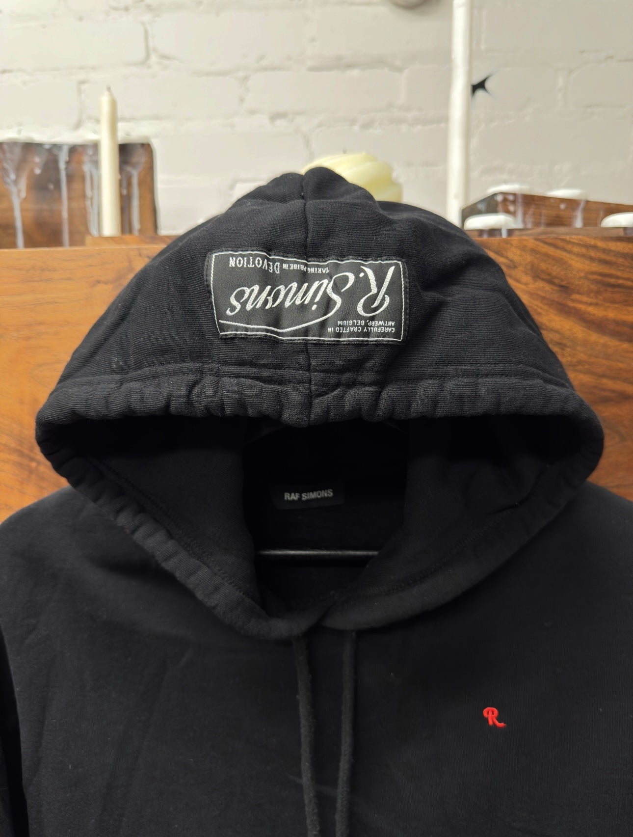 AW2021 Raf Simons ‘Synchronicity’ Red/Black Drawstring Hoodie