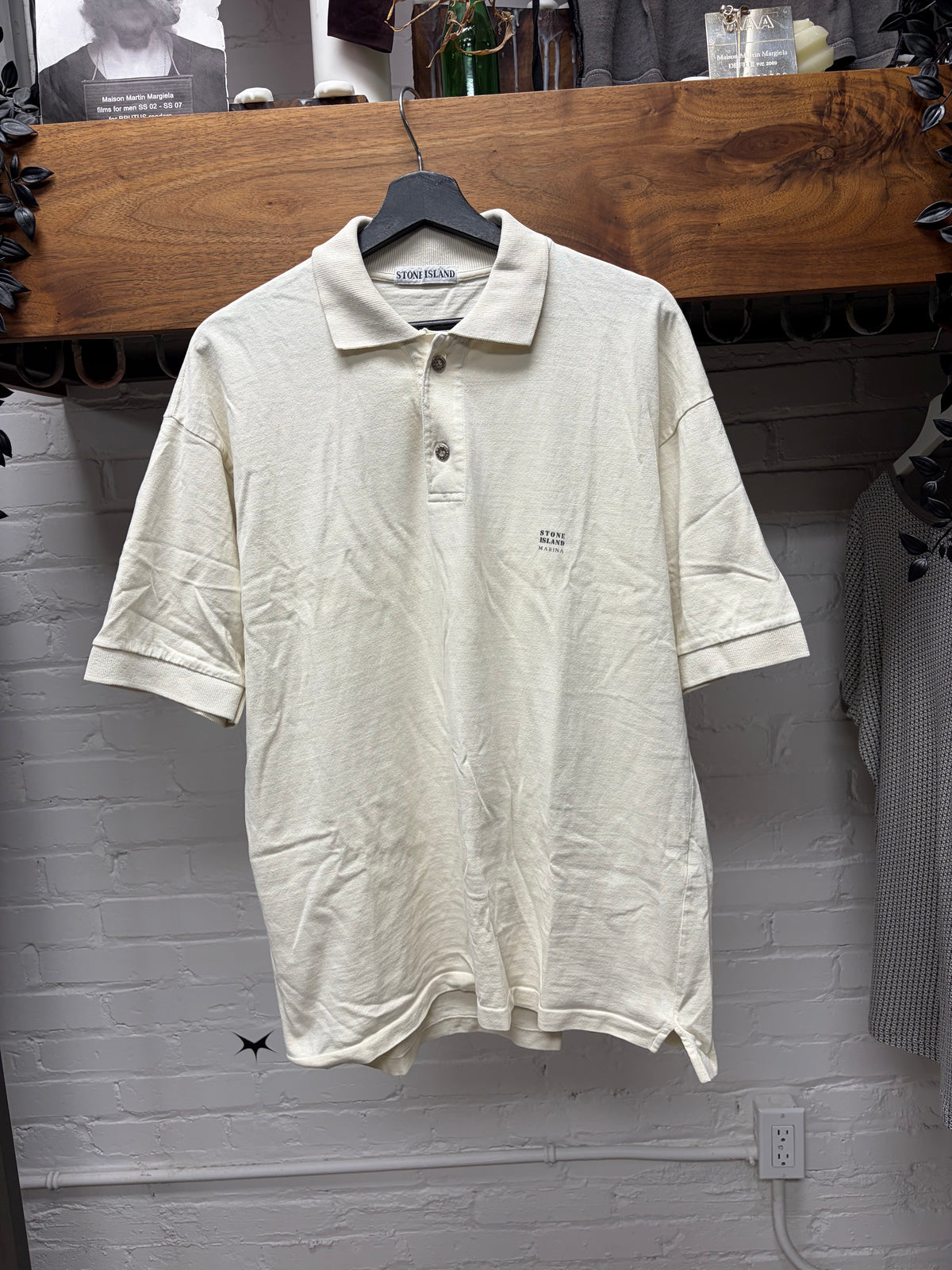Vintage 1990s Stone Island ‘Marina’ Cream White Polo