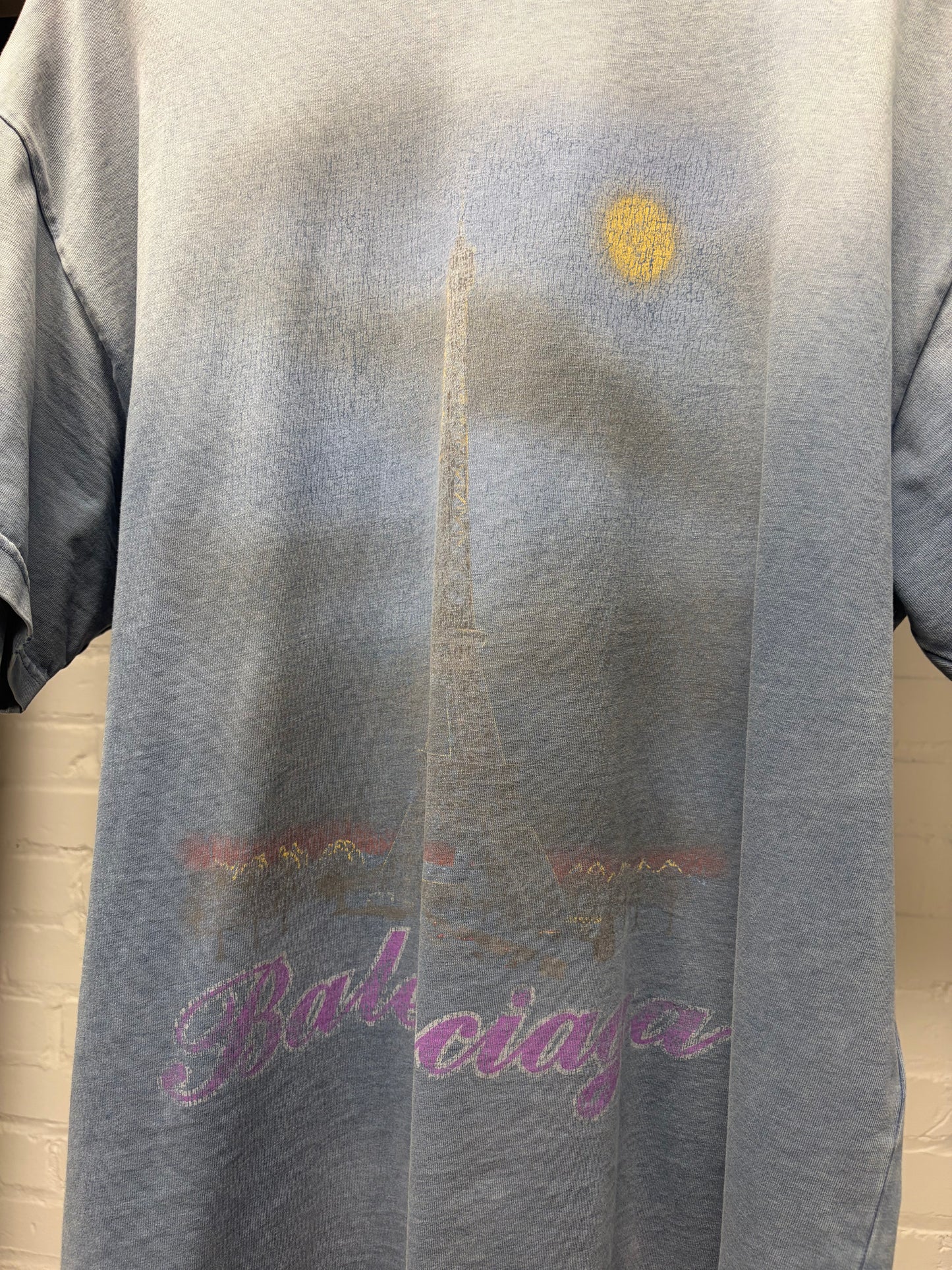 AW2023 Balenciaga ‘Paris Moon’ Distressed Blue Oversized T-Shirt