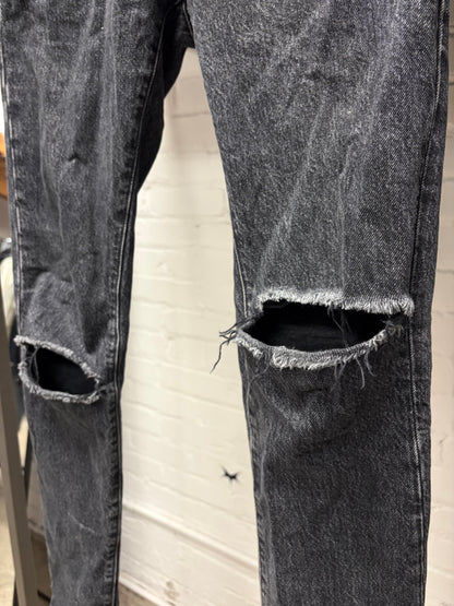 Saint Laurent ‘D02’ Distressed Knee Washed Grey Skinny Jeans