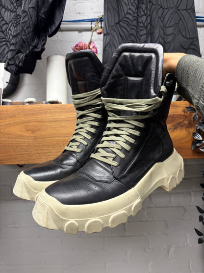Rick Owens ‘Tractor Sole’ Black/Milk Leather Hiking Boots