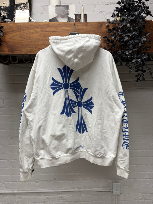 Chrome Hearts ‘Los Angeles Exclusive’ White/Blue Double Cross Hoodie