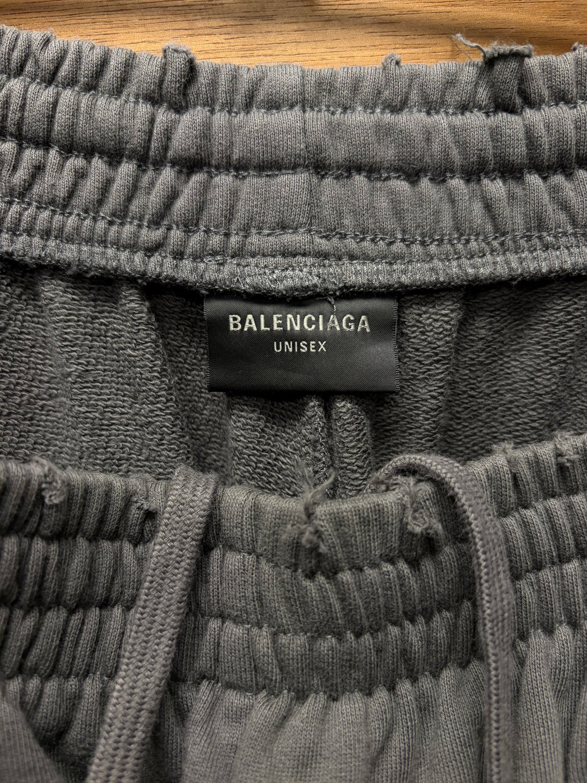 2022 Balenciaga Distressed Grey ‘Campaign Logo’ Wide Leg Sweatpants