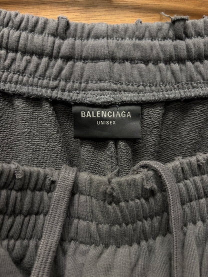 2022 Balenciaga Distressed Grey ‘Campaign Logo’ Wide Leg Sweatpants