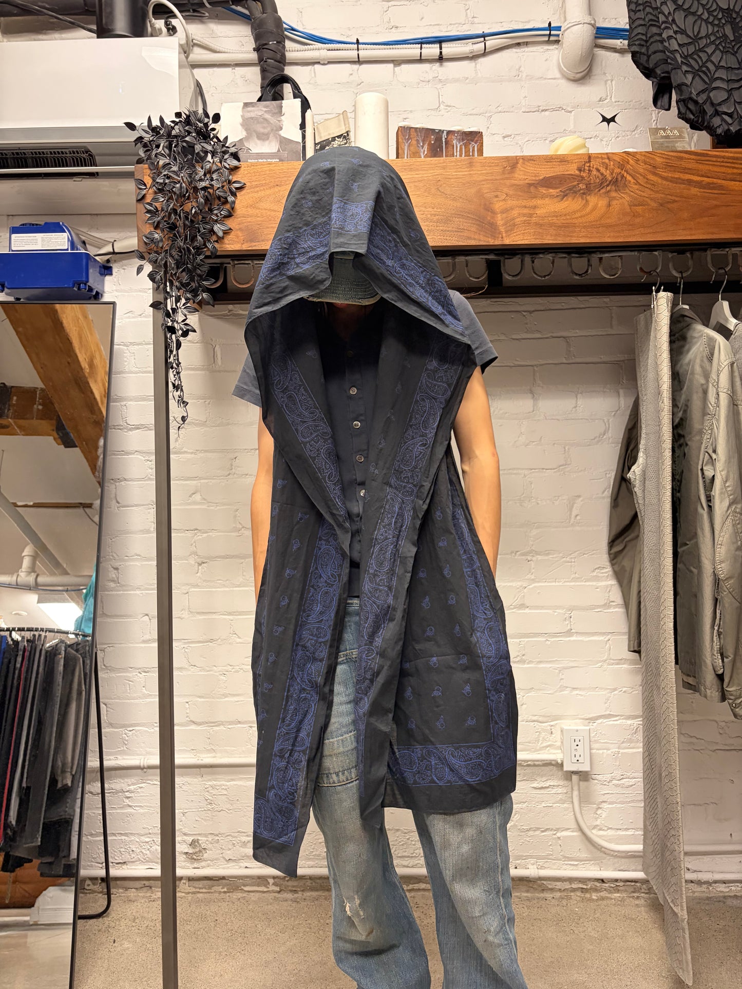 SS2005 Dior Homme by Hedi Slimane ‘Beck’ Black/Blue Paisley Full Length Scarf