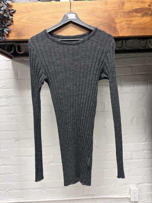 Yohji Yamamoto ‘Y’s’ Ribbed Grey Stretch Fit Wool Knit Sweater