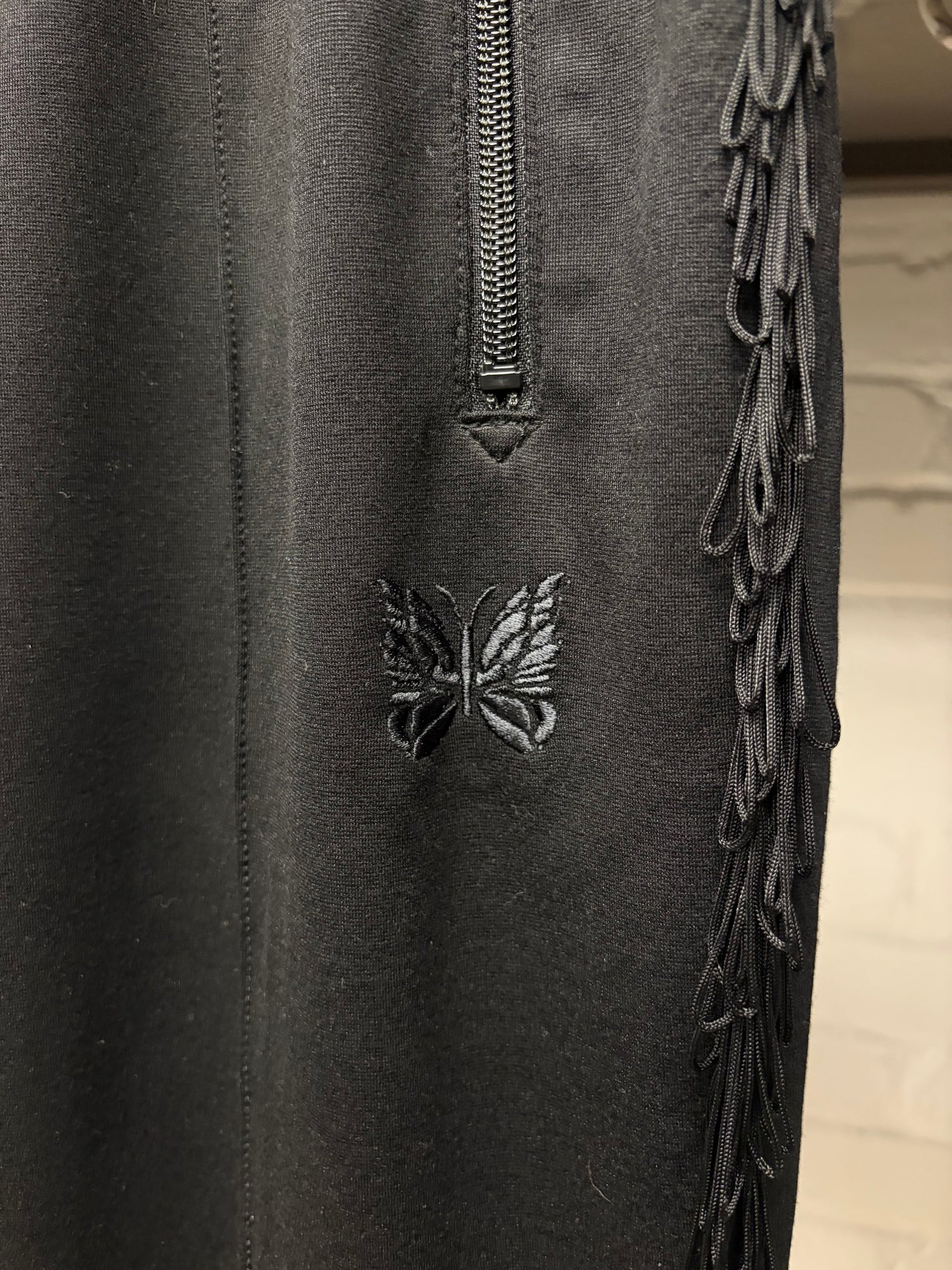 Needles Fringe Side Seam Flared Leg Black Track Pants