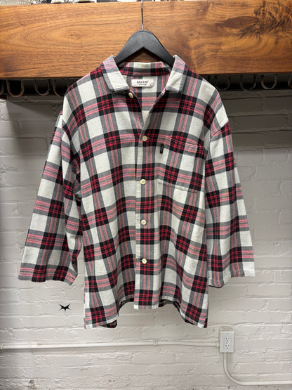 Y’Ssacs by Yohji Yamamoto Baseball Sleeve Plaid Shirt