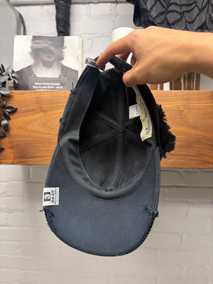 Mihara Yasuhiro Crushed Corduroy/Cotton Distressed Black Baseball Cap
