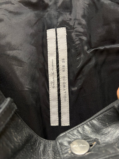 SS2025 Rick Owens ‘Hollywood’ Crackled Calfskin Leather Pants