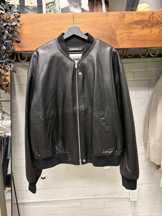 Jil Sander Exposed Zipper ‘Baseball’ Lambskin Leather Jacket
