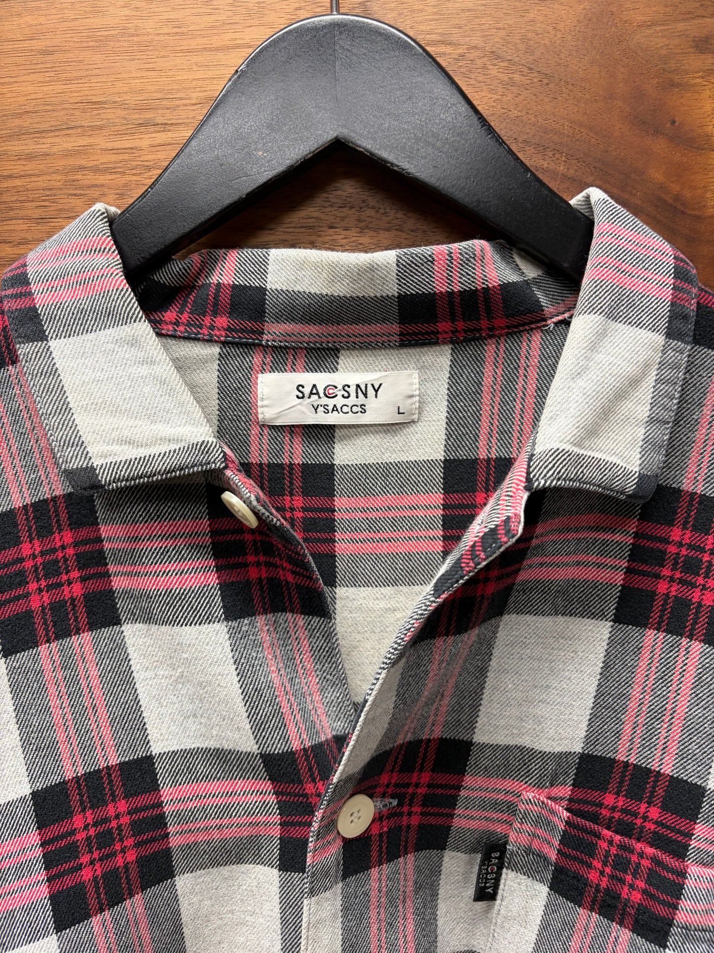 Y’Ssacs by Yohji Yamamoto Baseball Sleeve Plaid Shirt