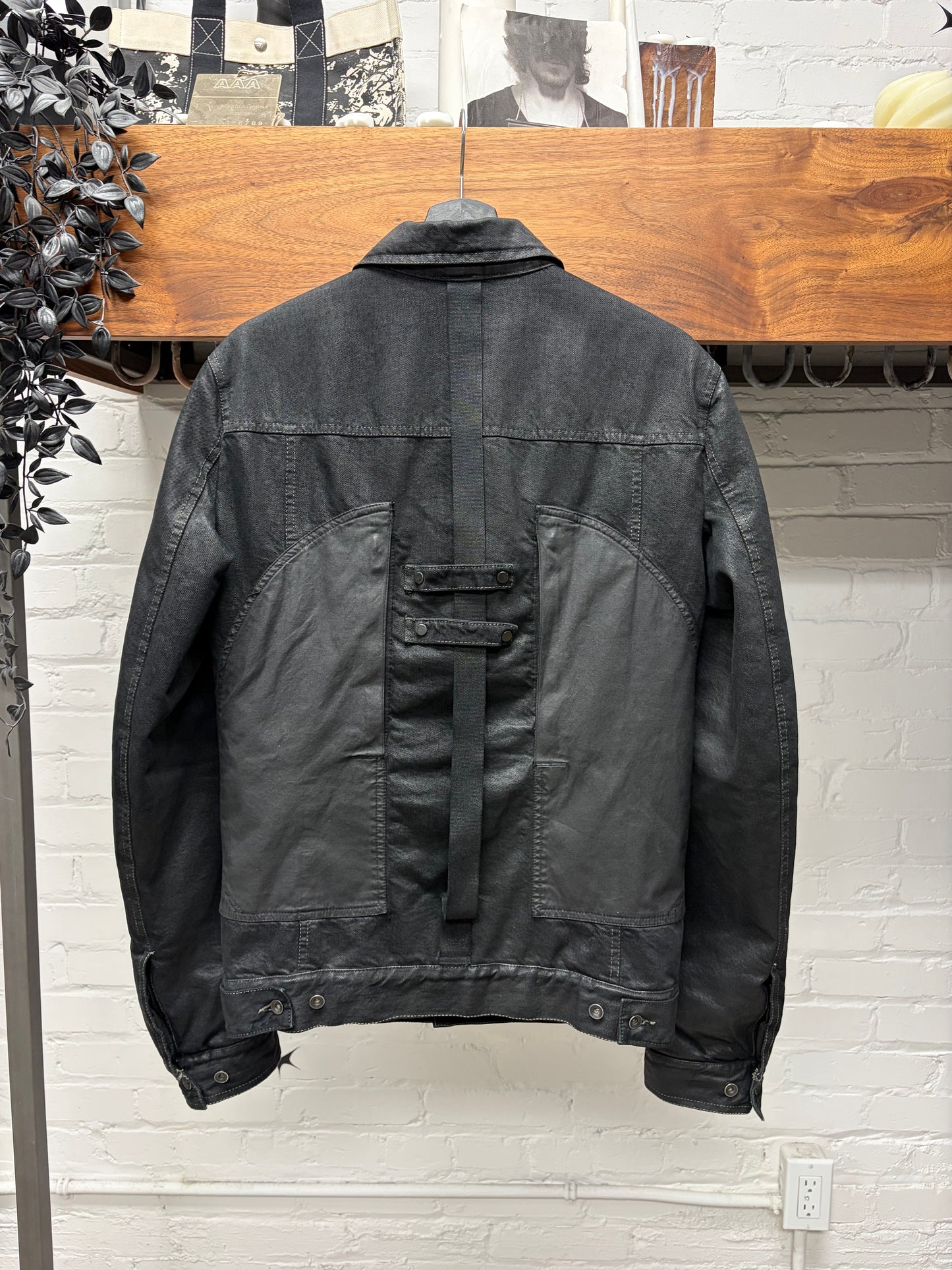 AW2015 Rick Owens ‘Sphinx’ Waxed Denim ‘Lung Pocket’ Padded Work Jacket