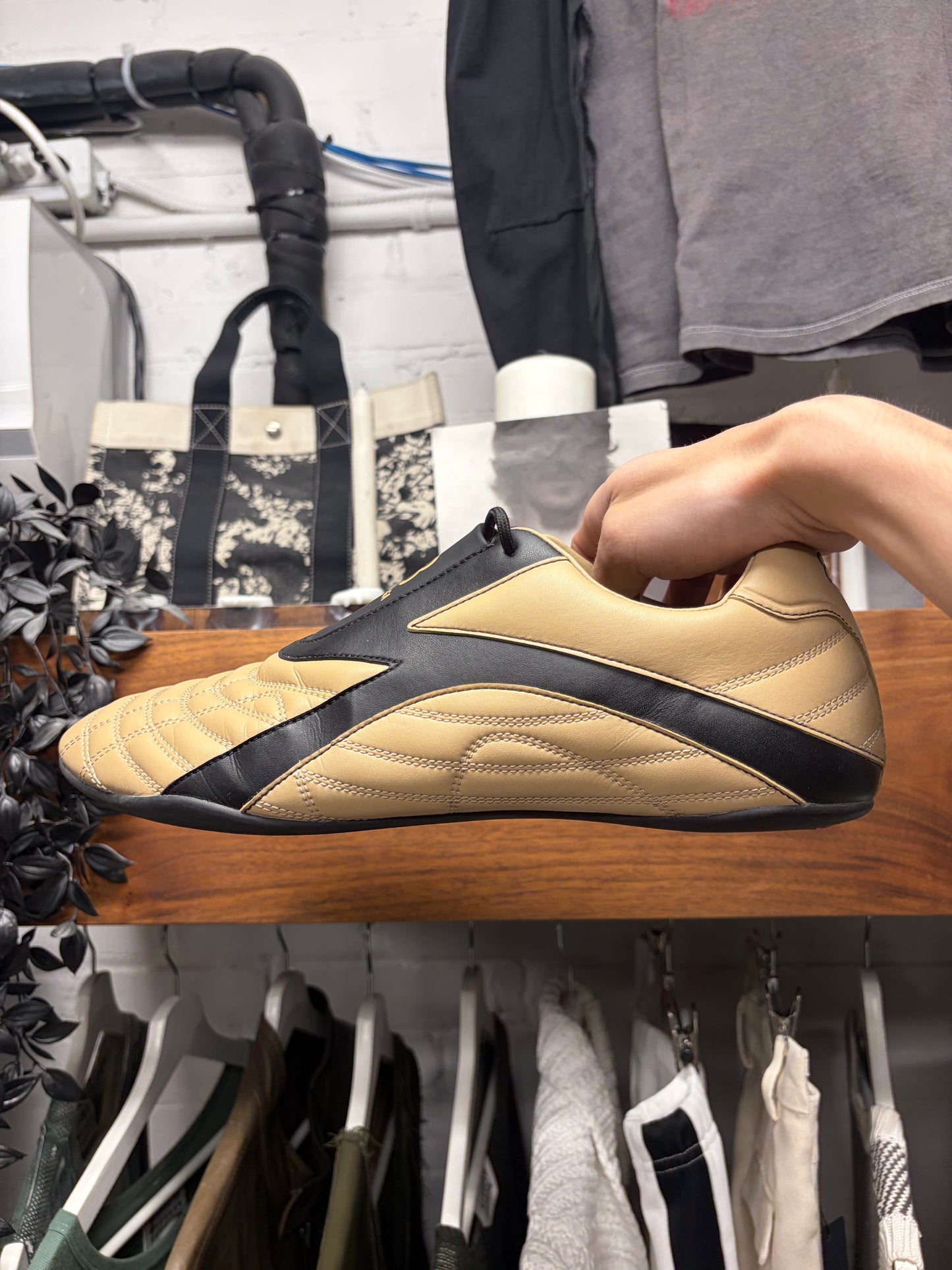 Balenciaga ‘Zen’ Taupe/Black Soccer Low Top Sneakers