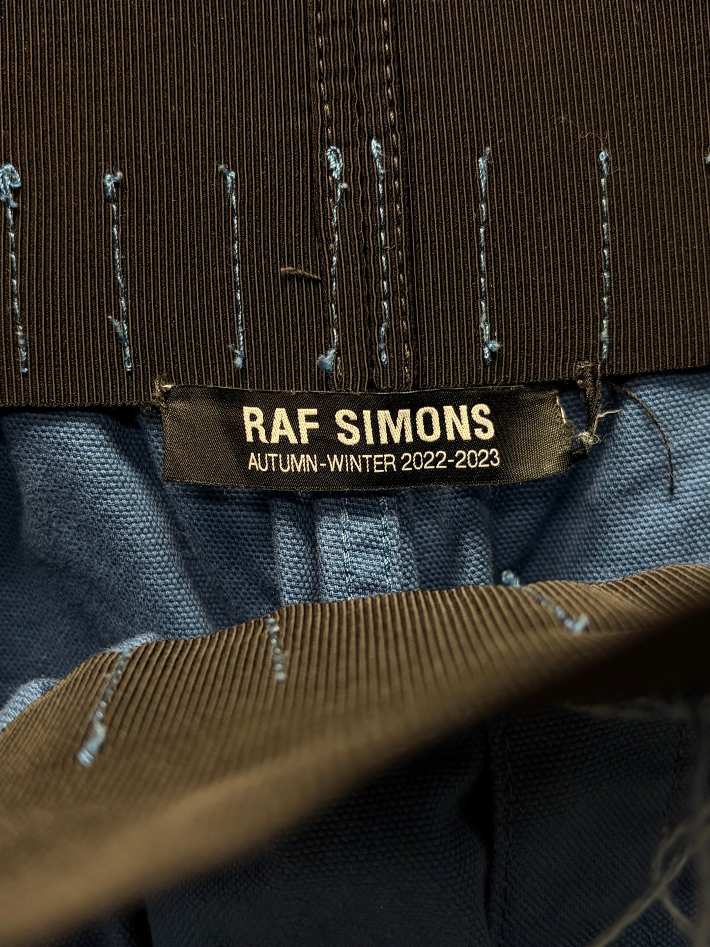 AW2022 Raf Simons Blue ‘Boxer Waistband’ Denim Wide Leg Denim