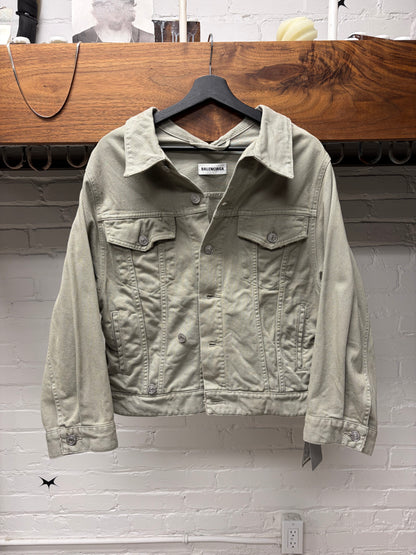 Balenciaga ‘Swing’ Grey Cropped Denim Jacket