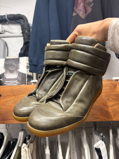 Maison Margiela Dark Green/Gum Sole ‘Future’ Patent Leather High Top Sneakers