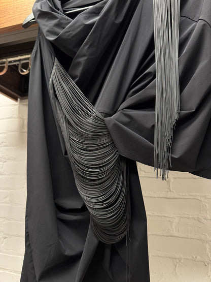SS2019 Rick Owens ‘Babel’ Tassled Black Asymmetric Top