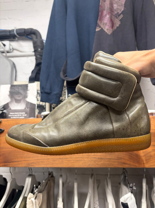 Maison Margiela Dark Green/Gum Sole ‘Future’ Patent Leather High Top Sneakers
