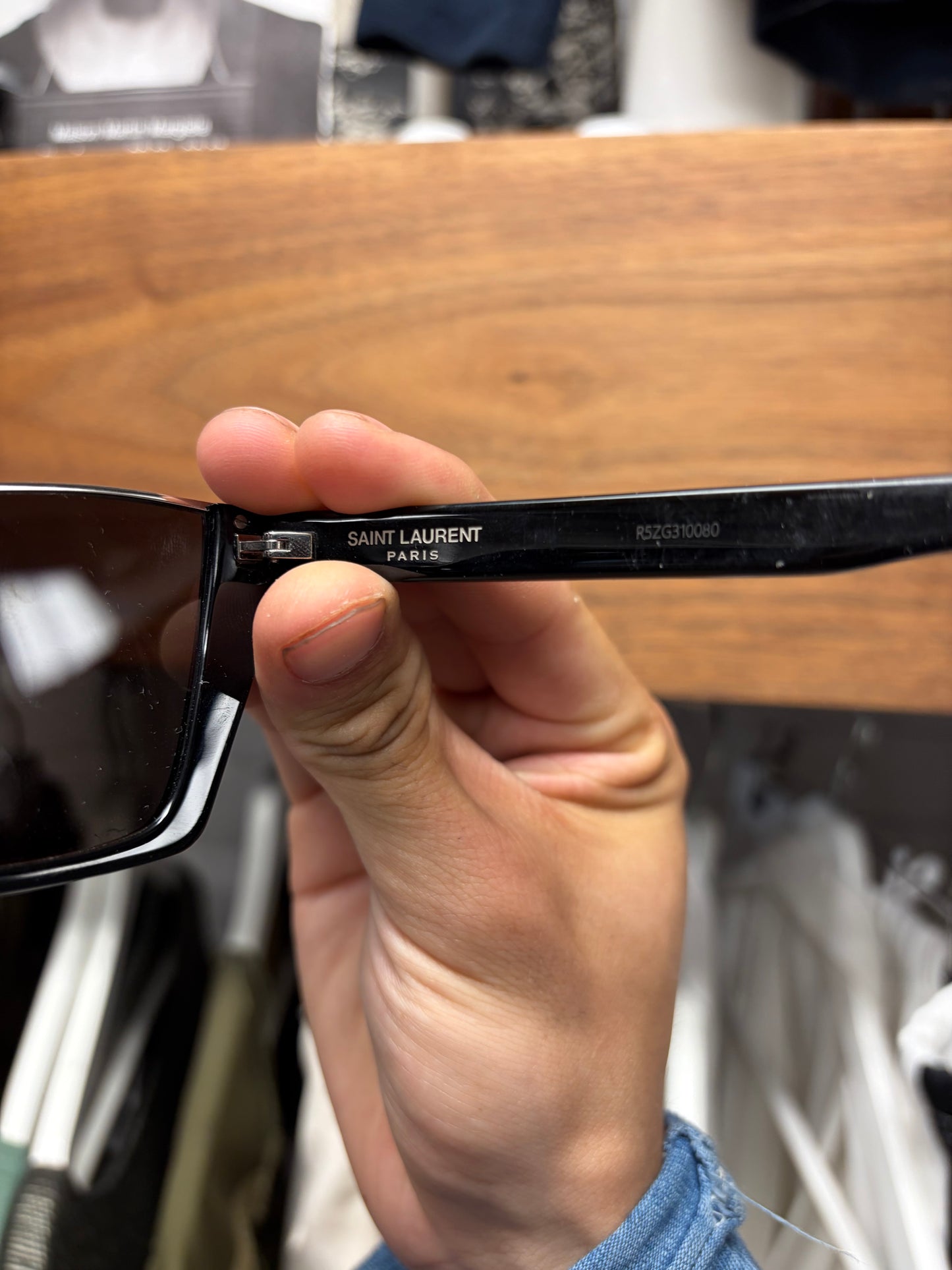 Saint Laurent Half Rim Tortoiseshell Brown Sunglasses