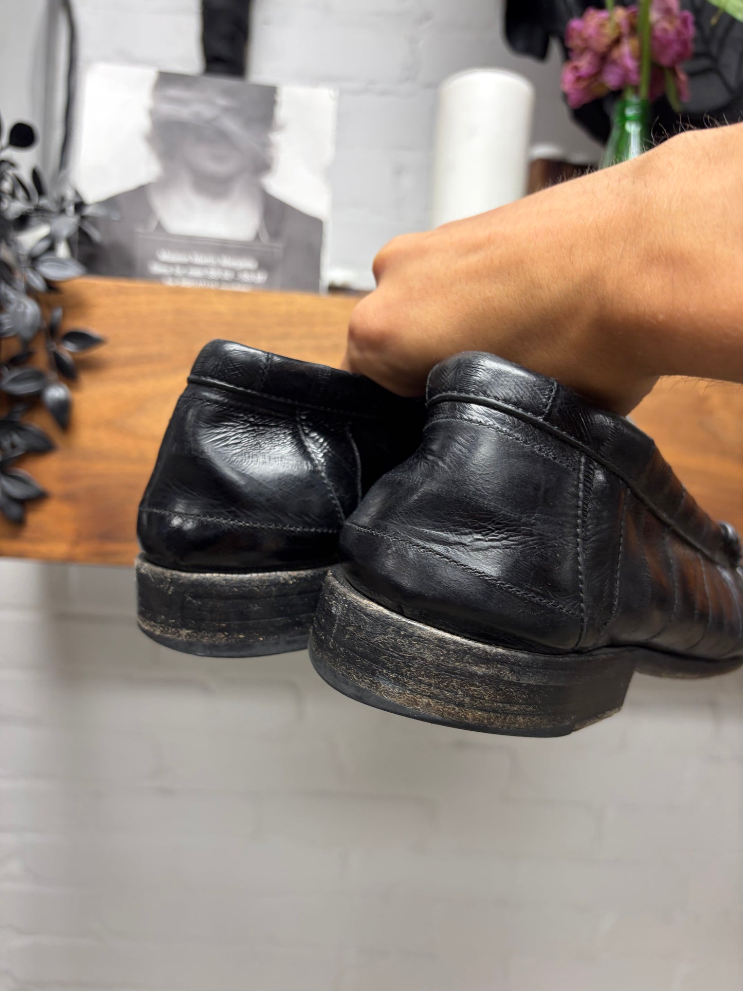 Saint Laurent Black Eel Leather Black ‘Penny’ Loafers