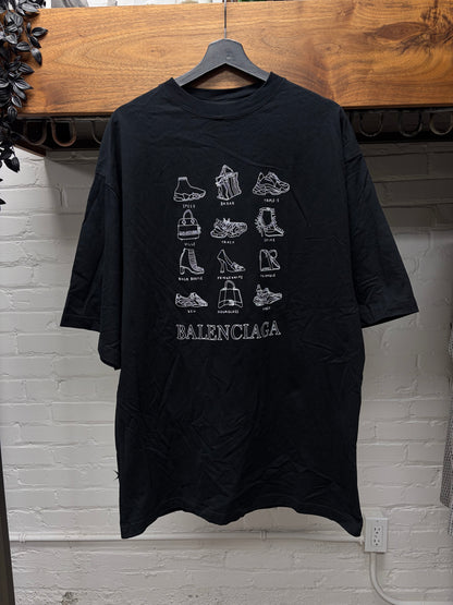 2020 Balenciaga ‘Signature Products’ Black Graphic T-Shirt