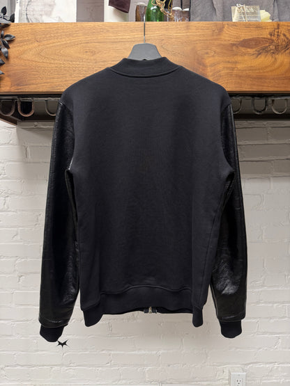 2014 Saint Laurent by Hedi Slimane Waxed Vinyl Sleeve Sweatshirt Bomber