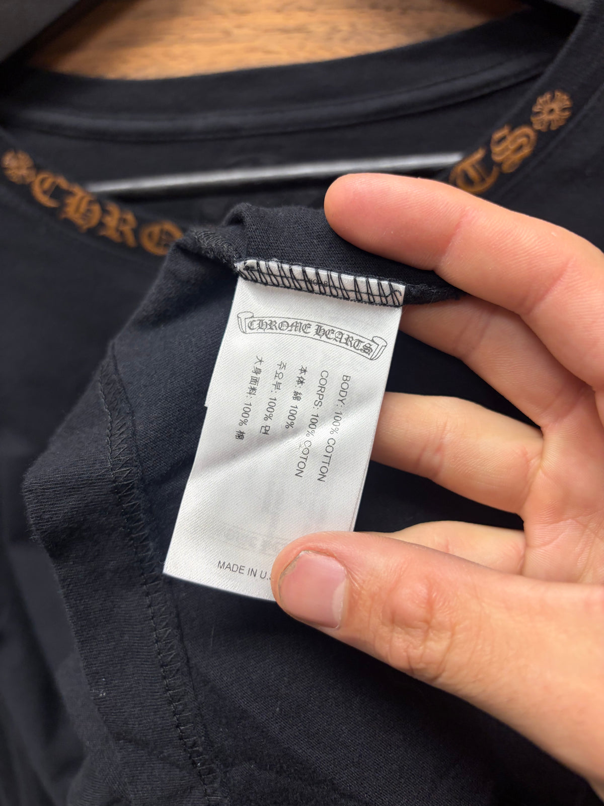 Chrome Hearts Black/Rust ‘Scroll Logo’ Long Sleeve Shirt