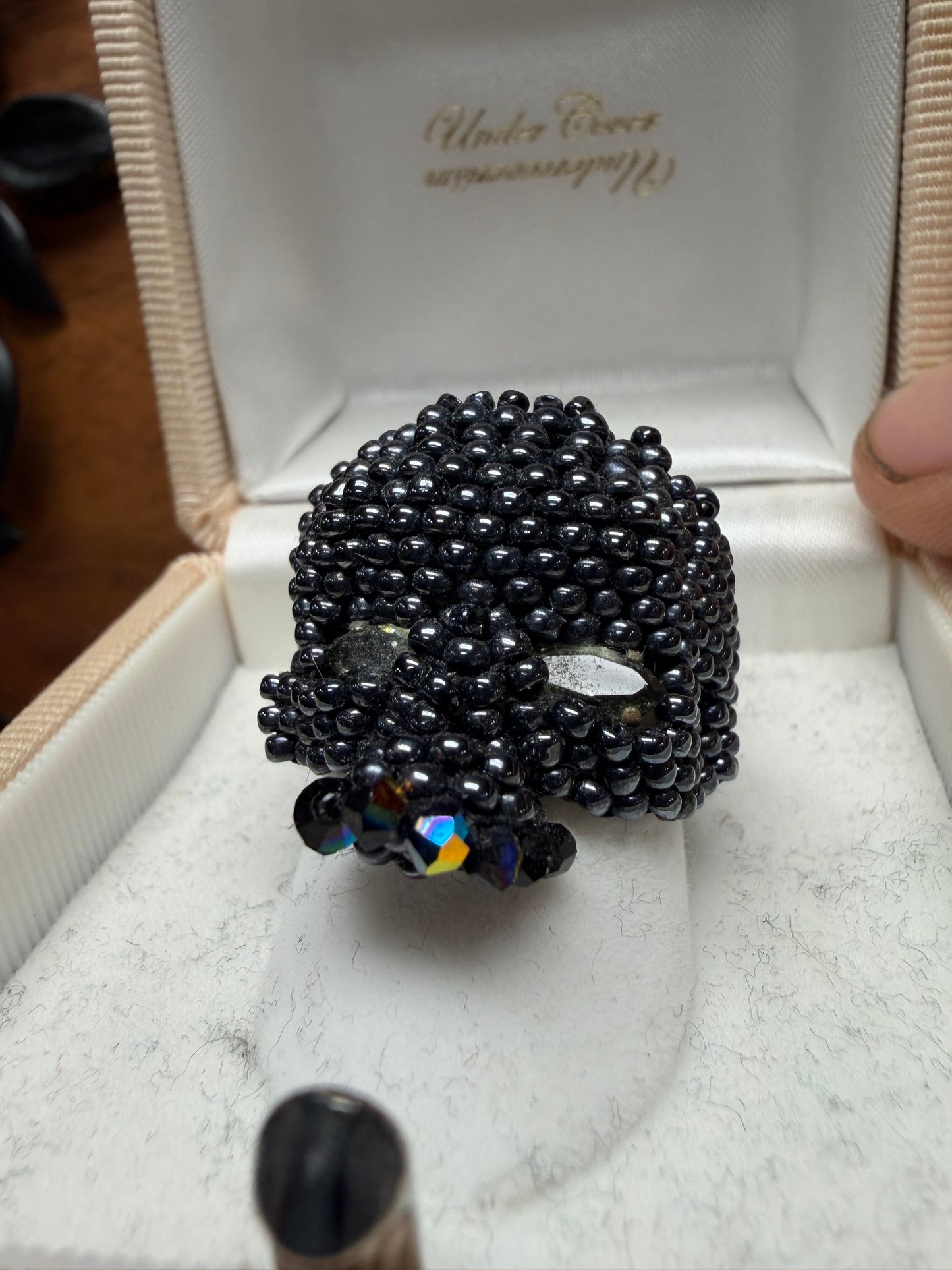 SS2015 Undercover ‘Glass Bead’ Black Skull Shaped Ring