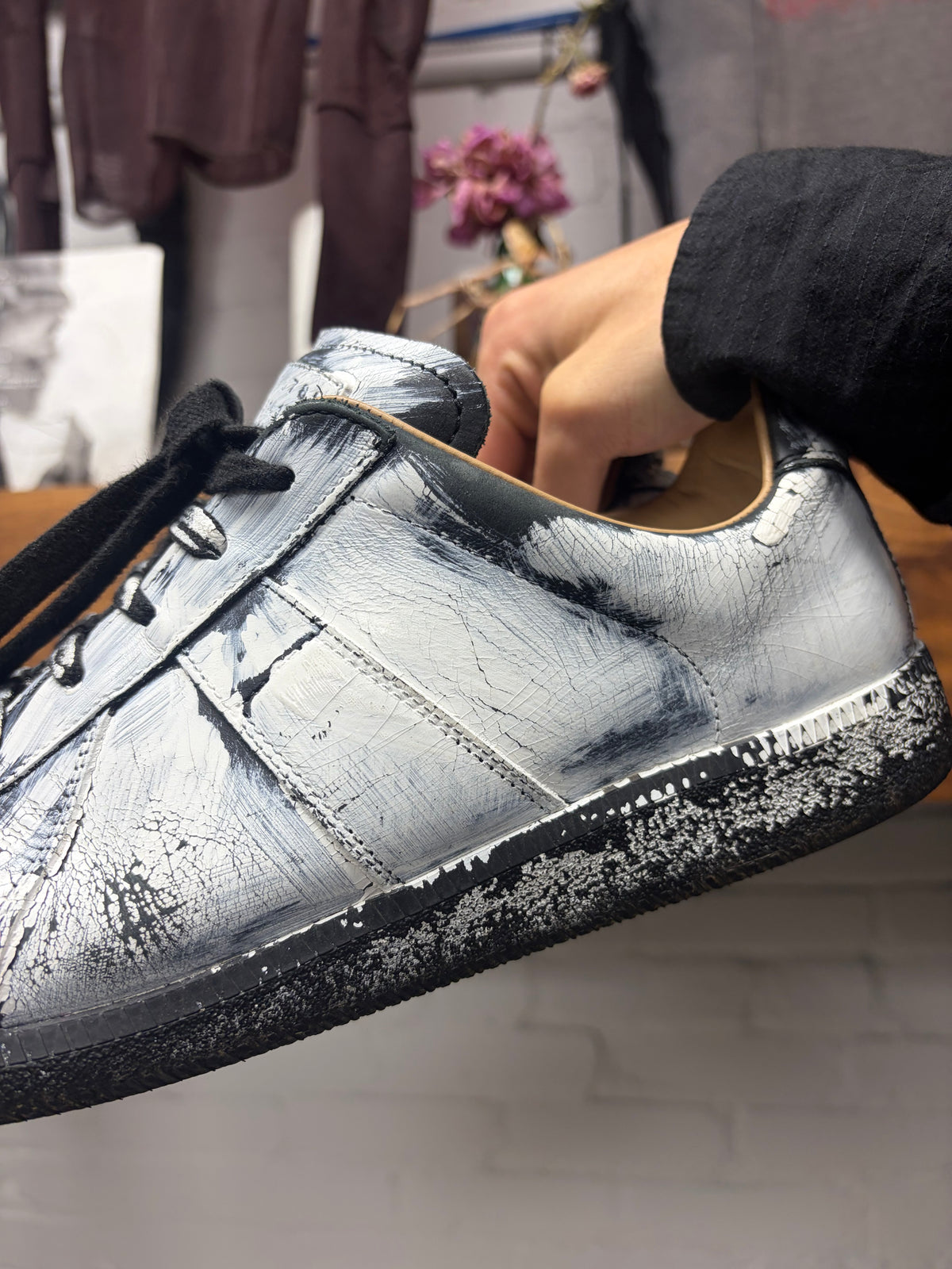 Maison Margiela ‘Painted White’ G.A.T. Leather Low Top Sneakers