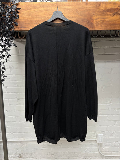 AW2022 Rick Owens ‘Fogachine’ Black Virgin Wool Knit Sweater