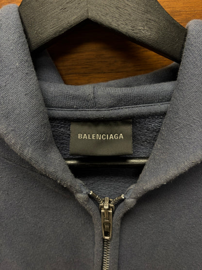 AW2025 Balenciaga ‘Painter’ Washed Blue Zip-Up Hoodie