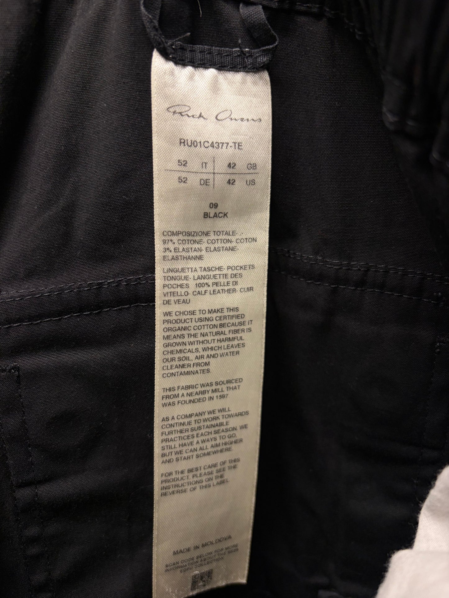 SS2023 Rick Owens ‘Edfu’ Black ‘Bauhaus’ Cargo Joggers