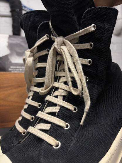 Rick Owens Black Canvas ‘Ramones’ High Top Sneakers