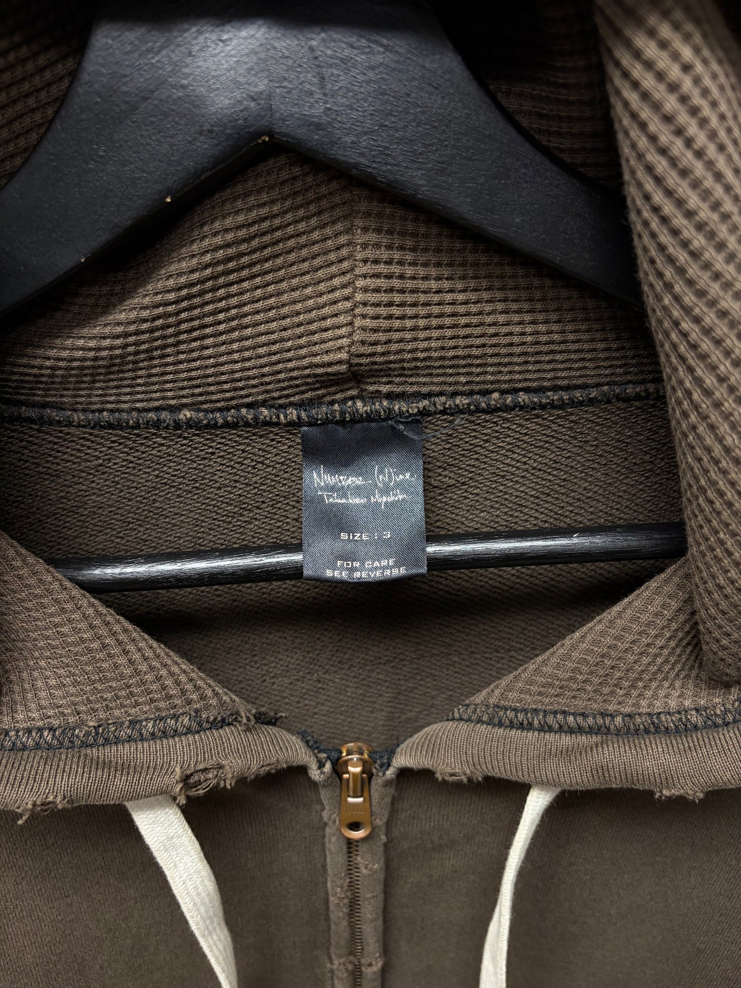 AW2005 Number (N)ine ‘Nightcrawler’ Brown Thermal Zip-Up Hoodie